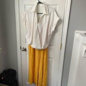 Linen blend wide leg pants